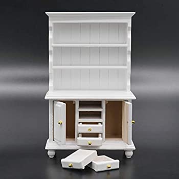 【中古】【輸入品・未使用】Odoria 1/12 ミニチュア 白い 食器棚 キャビネット 本棚 キッチン 収納 陳列 ドールハウス 家具 小物 [並行輸入品]