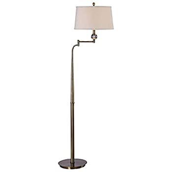 【中古】【輸入品・未使用】Uttermost Melini スイングアームフロアランプ アンティーク真鍮とベージュ