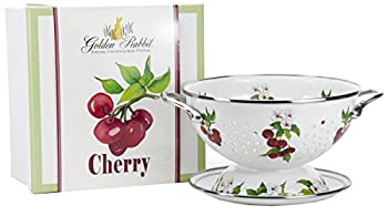 【中古】【インポート品・未当て嵌める】(Cherry Pattern) - Enamelware - Cherry Pattern - 0.9l Colander with 20糎 Matching Drain Plate