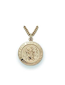 【中古】【輸入品・未使用】スターリングシルバーに14Kゴールドメッキ キリストを背負う聖クリストファーのメダル&nbsp;3/4インチ