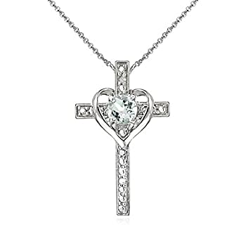 【中古】【輸入品・未使用】スターリングシルバー ライトアクアマリン 十字架 ハート ペンダントネックレス ガールズ ティーン レディース｜スカイマーケットプラス 15,723円