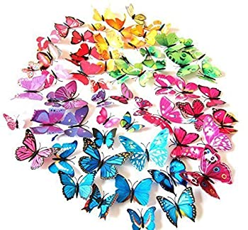【中古】【輸入品・未使用】LiveGallery 72 PCS 6 Colors Removable 3D DIY Beautiful Butterfly Wall Decals Colorful Butterflies Art Decor Wall Stickers Murals for Ki｜スカイマーケットプラス