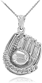 【中古】【輸入品・未使用】Sports Charms ソリッド925スターリングシルバー ソフトボールグローブとボールペンダントネックレス|スカイマーケットプラス
