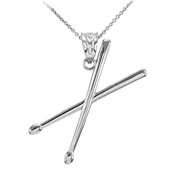 【中古】【輸入品・未使用】925スターリングシルバー3d Drum Sticks音楽チャームペンダントネックレス シルバー