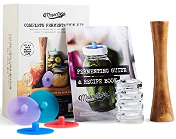 【中古】【輸入品・未使用】(Complete Fermentation Kit (Wide Mouth)) - Masontops Complete Mason Jar Fermentation Kit - Glass Weights%ｶﾝﾏ% Vegetable Pounder and Sil