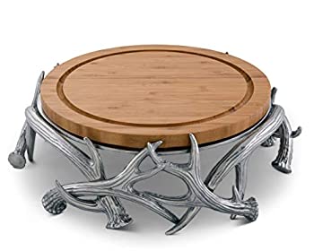 【中古】【インポート品・未当て嵌める】Arthur Court Designs Aluminum Antler Cheese Board Pedestal Charcuterie Platter \u0026 Serving Tray Diameter: 13%ﾀﾞﾌﾞﾙｸｫｰﾃ% Tall 4%ﾀﾞﾌﾞﾙｸｫｰﾃ%