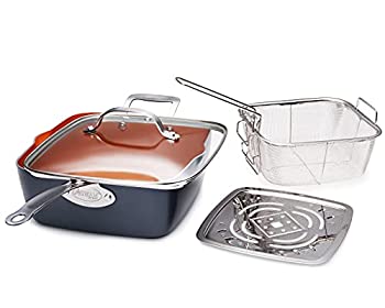 【中古】【輸入品・未使用】ゴッサム 鋼 チタン セラミック 9.5 深い 正方形 の フライパン ・ 調理 鍋 の 蓋 、 含まれている フライパン バスケット 、汽船 トレイ 、 レ|スカイマーケットプラス