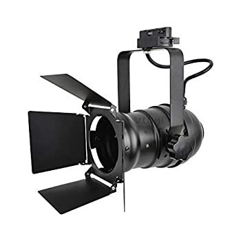 (Round Profile) - J.LUMI theatre style track light head TRK9000%カンマ% Round can%カンマ% with 4-leaf barn doors%カンマ% black frost paint finis