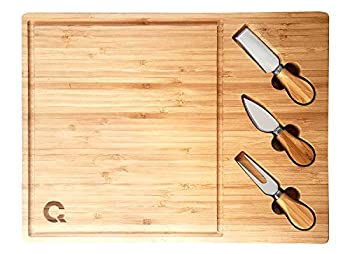 【中古】【輸入品・未使用】CasaQoqo Large Cheese Board Cutting Set with Knives and Tools. 100% Natural Bamboo. Good for Bread Cutting and Perfect for Gift. 39cm x|スカイマーケットプラス
