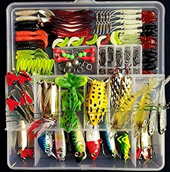 【中古】【輸入品・未使用】PortableFun Fishing Tackle Lots%ｶﾝﾏ% Fishing Baits Kit Set with Free Tackle Box%ｶﾝﾏ%for Freshwater Trout Bass Salmon