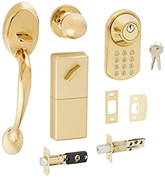 【中古】【輸入品・未使用】MiLocks BTF-02P デジタルデッドボルトドアロックとパッセージハンドルセット キーレスエントリー付き 外部ドア用キーパッドコード付き 光沢真鍮