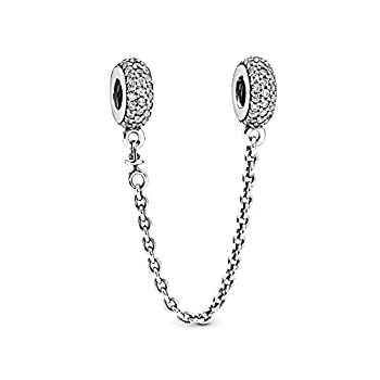 【中古】【輸入品・未使用】Pandora ジュエリー パヴェ インスピレーション 安全チェーン キュービックジルコニア チャーム スターリングシルバー 2インチ