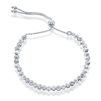 【中古】【輸入品・未使用】Beaux Bijoux 925スターリングシルバー ダイヤモンドカット ムーンビーズ イタリア 調節可能な ボロ ブレスレット