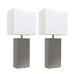 【中古】【輸入品・未使用】Elegant Designs LC2000-BWN-2PK レザーランプ モダンなレザーテーブルランプ 白の布製シェード付き 2個セット 3.9%ﾀﾞﾌﾞﾙｸｫｰﾃ% グレー LC2000-GR｜スカイマーケットプラス