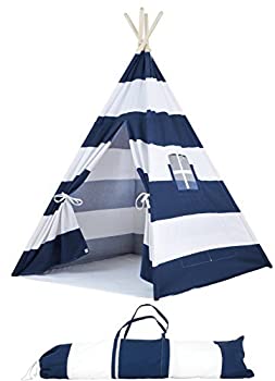 【中古】【輸入品・未使用】[マスタードシードトイズ]A Mustard Seed Toys Portable Kids Canvas Teepee Tent Includes Carrying Case%ｶﾝﾏ% Large Gray Stripes [並行輸入品