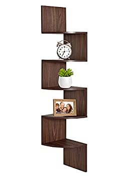 【中古】【輸入品・未使用】(Walnut) - Greenco 5 Tier Wall Mount Corner Shelves Walnut Finish|スカイマーケットプラス