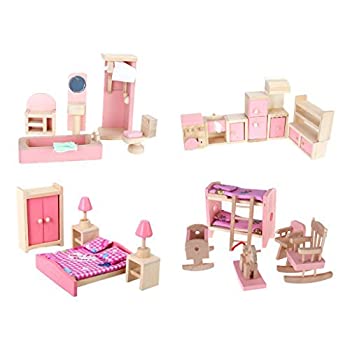 【中古】【輸入品・未使用】4 Set Dollhouse Furniture Kid Toy Bathroom Kid Room Bedroom Kitchen Set [並行輸入品]