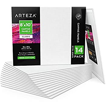 【中古】【輸入品・未使用】Arteza 絵画用キャンバスパネル、8x10 インチ、14枚セット、下塗り済み、無地、綿100%、再生ダンボール芯、アクリル、油絵具、その他の湿式・乾