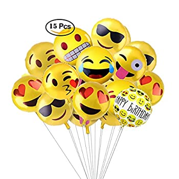 【中古】【輸入品・未使用】Aesetek 18インチ絵文字 HAPPY BIRTHDAY 文字風船 誕生日とパーティー飾り用バルーン 8種類 15個セット [並行輸入品]