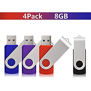 【中古】【輸入品・未使用】USB Flash Drive EAZOR 8GB Swivel Design USB 2.0 Stick Pack of Four Color Black Blue Purple and Red [並行輸入品]