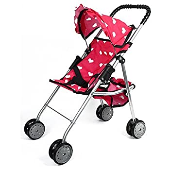 【中古】【輸入品・未使用】The New York Doll Collection My First Doll Stroller with Basket and Heart Design Foldable Doll Stroller%ｶﾝﾏ% Pink [並行輸入品]