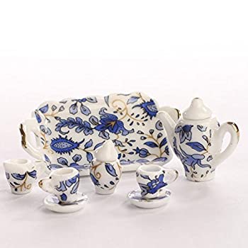 【中古】【輸入品・未使用】Miniature Elegant Blue Floral Painted Ceramic Tea Set [並行輸入品]