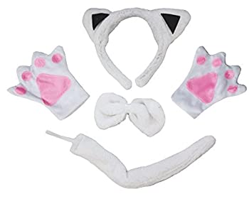 【中古】【輸入品・未使用】White Cat Headband Bowtie Tail Glove 4pc Costume for Kid Christmas School Party [並行輸入品]｜スカイマーケットプラス