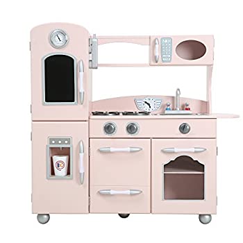 【中古】【輸入品・未使用】Teamson Kids - Retro Wooden Play Kitchen with Refrigerator%ｶﾝﾏ% Freezer%ｶﾝﾏ% Oven and Dishwasher - Pink (1 Pieces) [並行輸入品]