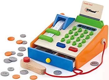 【中古】【輸入品・未使用】Top Race? 30 Piece Wooden Cash Register%ｶﾝﾏ% Solid Wood Cash Register with US Coins%ｶﾝﾏ% Scanner%ｶﾝﾏ% and Credit Card%ｶﾝﾏ% Grocery Role