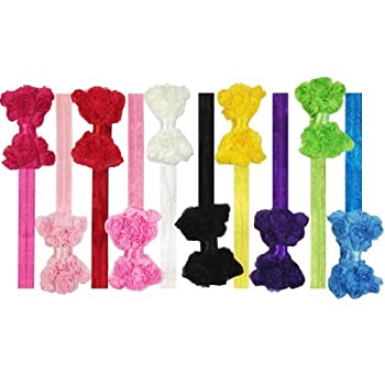 【中古】【輸入品・未使用】Kella Milla Set of 10 Assorted Chiffon Rosette Bow Baby Headbands [並行輸入品]