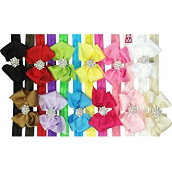 【中古】【輸入品・未使用】Kella Milla Set of 12 Ribbon Bow with Rhinestone Button Center Stretchy Headband [並行輸入品]｜スカイマーケットプラス