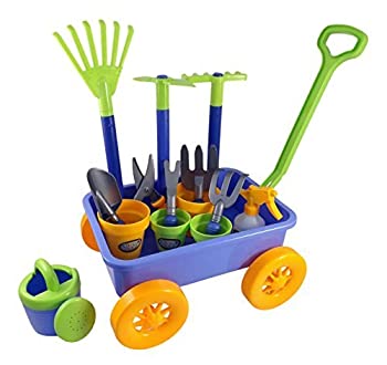 【中古】【輸入品・未使用】Garden Wagon & Tools Toy Set for Kids with 8 Gardening Tools%ｶﾝﾏ% 4 Pots%ｶﾝﾏ% Water Pail and Spray - Great for Beach & Sand Too! [並行