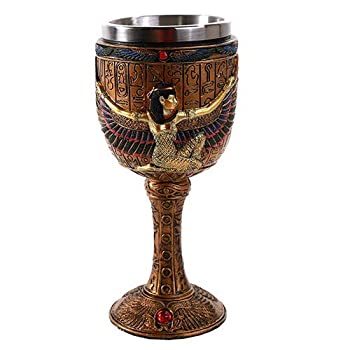 【中古】【インポート品・未当て嵌める】Egyptian Goddess Isis Open Wing Golden Wine Goblet Stainless Steel Liner 6薬局衡オンス by Pacific Giftware