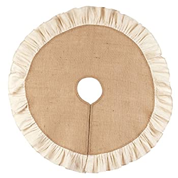 【中古】【輸入品・未使用】(90cm ) - Burlap and Cream 36 Ruffle Country Tree Skirt by The Country House Collection