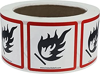 【中古】【輸入品・未使用】GHS Pictogram Labels Flame 2 x 2インチ 正方形 粘着ステッカー 500枚|スカイマーケットプラス