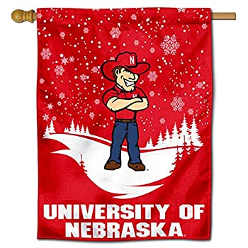 【中古】【輸入品・未使用】ネブラスカ州Huskers冬スノーフレーク両面House Flag