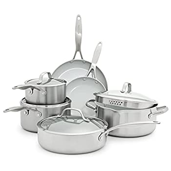 【中古】【輸入品・未使用】(10-Piece%カンマ% Set) - GreenPan CC000018-001 Venice Pro Stainless Steel 100% Toxin-Free Healthy Ceramic Nonstick Metal Utensil safe Dish|スカイマーケットプラス