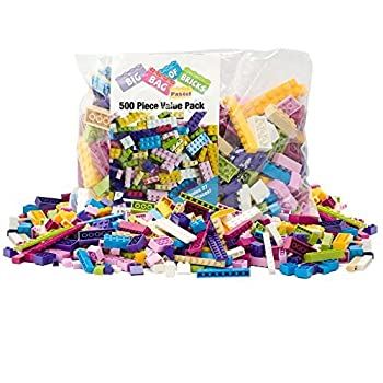 【中古】【インポート品・未当て嵌める】Building Bricks - 500 Pc \u0027Big Bag of Bricks\u0027 Bulk Pastel Friends-colored Blocks with 27 Roof Pieces - Tight Fit with All Major Brands [