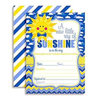 【中古】【インポート品・未当てはめる】Ray of Sunshine Boy Baby Shower Fill In Invitations%ｶﾝﾏ% set of 10 including envelopes