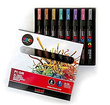 【中古】【輸入品・未使用】POSCA Colouring - PC-5M Metallic Set of 8 - In Gift Box