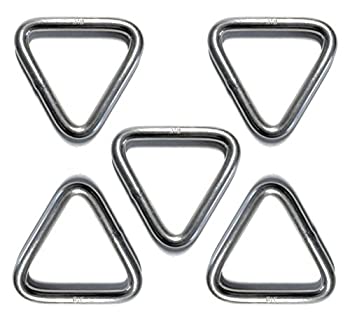 【中古】【輸入品・未使用】5ピース ステンレススチール 316 トライアングルリング 溶接 1/4インチ x 1 5/8インチ (6mm x 40mm) マリングレードループ