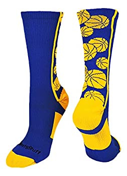 【中古】【インポート品・未当て嵌める】MadSportsStuff クレイジー 篭球 ロゴタイプ 労働者の一団靴下 (マルチ色つや) M 青碧