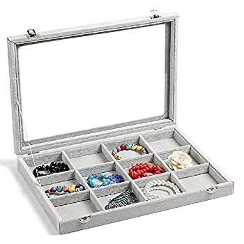 【中古】【輸入品・未使用】Wuligirl アクセサリー用オーガナイザー アイスベルベット 透明ガラス蓋ストレージディスプレイ イヤリング ネックレス ブレスレット ジュエリー｜スカイマーケットプラス