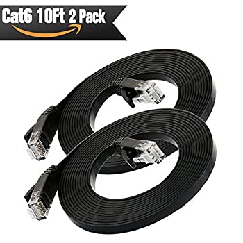 【中古】【輸入品・未使用】Cat 6 Ethernet Cable Black 10ft ( 2 Pack )(At a Cat5e Price but Higher Bandwidth) Flat Internet Network Cable - Cat6 Ethernet Patch Cab画像