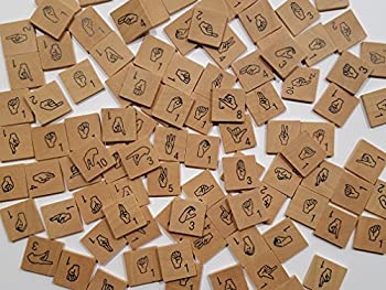 【中古】【輸入品・未使用】Iconoglyph American Sign Language Scrabble Tiles ASL Alphabet%ｶﾝﾏ% Wood Letter Tiles - Learn ASL while having fun