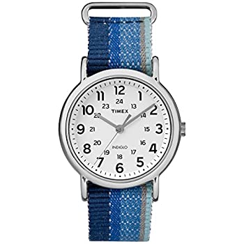 【中古】【インポート品・未当て嵌める】(引き分けメックス) Timex ウォッチ ウィークエンダー 青色の縞模様入り口・入口デニムスリップスルーストラップ ユニ一発やる TW2R102009J