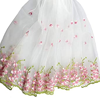 【中古】【輸入品・未使用】IRIZ 130*90cm オーガンザ花刺繍ファブリック生地 ウェディングブライダルファブリック [並行輸入品]