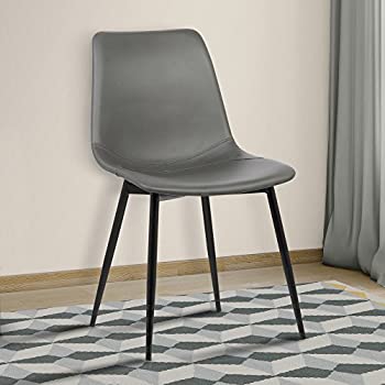 【中古】【輸入品・未使用】Armen Living Monte Dining Chair in Grey Faux Leather and Auburn Bay Finish 141［並行輸入］