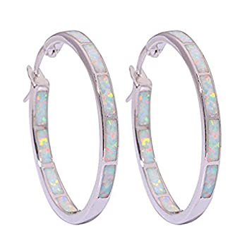 【中古】【輸入品・未使用】CiNily オパールフープイヤリング レディース ジュエリー ロジウムメッキ/ローズゴールドまたはイエローゴールドメッキ ジェムストーン ビッグフ