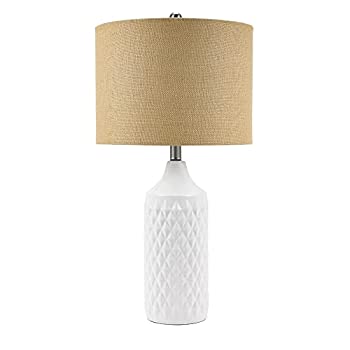 【中古】【輸入品・未使用】Catalina Lighting Cassie Catalina 19970-001 3-Way inch Quilted Ceramic Table Lamp with Natural Linen Drum Shade%ｶﾝﾏ% 26.5%ﾀﾞﾌﾞﾙｸｫｰﾃ%%ｶﾝ